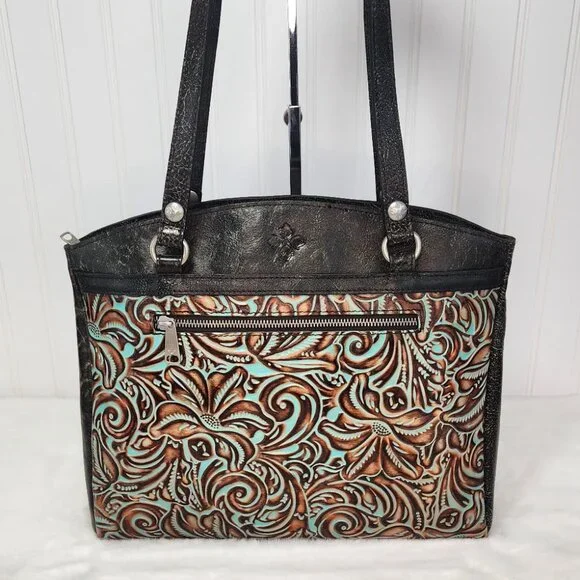 NWT Patricia Nash Leather Poppy Tote Satchel - The Tooled Turquoise Collection - Picture 3 of 9